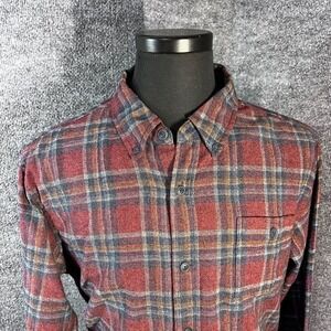 Weatherproof Vintage Button down, burgundy Long Sleeve, Flannel Shirt Size Large